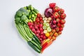 Heart shape made with various vegetables and fruits Royalty Free Stock Photo