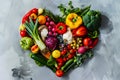 Heart shape made with various vegetables and fruits Royalty Free Stock Photo