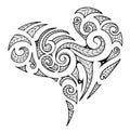 Heart shape in Maori style tattoo