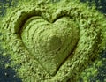 Heart shape of Matcha powder. Matcha Green Tea Powder Royalty Free Stock Photo