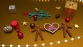 Heart shape Merry Christmas greeting and gingerbread men