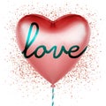 HEART SHAPE METALLIC BALLON, LOVE TEXT