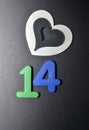 Heart shape and number 14 for valentine day