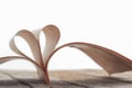 Heart shape from opened book pages on white . Royalty Free Stock Photo