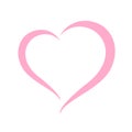 Heart shape pastel pink isolated on white background, heart-shaped flat icon symbol, pink heart shape for decoration valentine`s