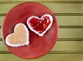 Heart shape peanut butter and jelly sandwtich Royalty Free Stock Photo