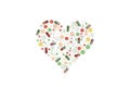 Heart shape pills. Royalty Free Stock Photo