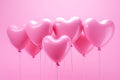 Heart shape pink balloons. Valentine's Day or Mother's Day elements against pink background