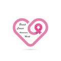 Heart shape & Pink Ribbon icon.Breast Cancer October Awareness M Royalty Free Stock Photo