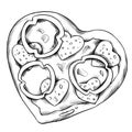 heart shape pizza line sketch