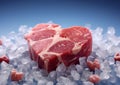 Heart shape raw beef, healthy lifestyle concept.Macro.AI Generative