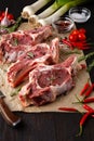 Heart shape Raw fresh meat Ribeye Steak with rosemary, pepper an Royalty Free Stock Photo