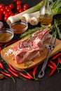 Heart shape Raw fresh meat Ribeye Steak with rosemary, pepper an Royalty Free Stock Photo