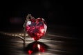 A heart shape red crystal, Generative AI