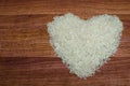 Heart shape of rice on valentine's day, Jasmine rice.
