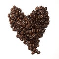 Heart Shape of Roasted coffee beans
