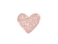 Heart shape of rose gold glitter sparkle on white background Royalty Free Stock Photo