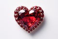 Heart Shape Of Ruby On White Background. Generative AI Royalty Free Stock Photo