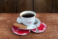 Heart shape Saint Valentine's Cookie with cup of coffee