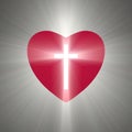 Heart shape with a shining cross inside Royalty Free Stock Photo