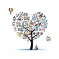 Heart shape tree with toys for baby boy Royalty Free Stock Photo