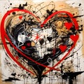 Grunge Passion: An Abstract Exploration of Love in Red and Black