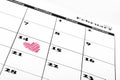Heart shape on valentine day calendar Royalty Free Stock Photo