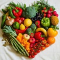 heart shape by various vegetables and fruit Royalty Free Stock Photo