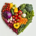 heart shape by various vegetables and fruit Royalty Free Stock Photo