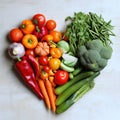 heart shape by various vegetables and fruit Royalty Free Stock Photo