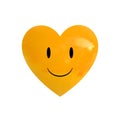 Heart shape VECTOR smiley, yellow love symbol, heart health care, children`s medicine, isolated on white .