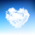 Heart shape white clouds on blue sky background. Valentine`s day Royalty Free Stock Photo