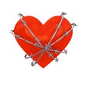 Heart shape wrapped with barbed wire Royalty Free Stock Photo