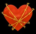 Heart shape wrapped with golden barbed wire Royalty Free Stock Photo
