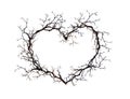 Heart shape - wreath from branches, twigs. Watercolor for tattoo design Royalty Free Stock Photo