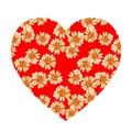 Heart shape with yellow orange daisies Royalty Free Stock Photo