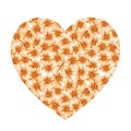 Heart shape with yellow orange daisies Royalty Free Stock Photo