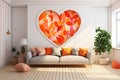 A heart-shaped abstract pattern with a gradient of warm colors, such as reds and oranges.