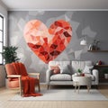 A heart-shaped abstract pattern with a gradient of warm colors, such as reds and oranges.