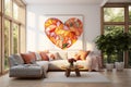 A heart-shaped abstract pattern with a gradient of warm colors, such as reds and oranges.