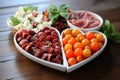 Heart shaped antipasto platter