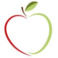 Heart shaped apple vector logo, label, emblem design.