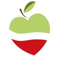 Heart shaped apple vector logo, label, emblem design. Royalty Free Stock Photo