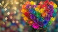 Heart-shaped Arrangement of Multicolored Roses Royalty Free Stock Photo