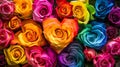 Heart-shaped Arrangement of Multicolored Roses Royalty Free Stock Photo