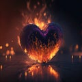 Heart Shaped fire background on valentine`s day.