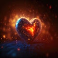Heart Shaped fire background on valentine`s day.