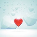 Heart shaped balloon at abstract lowpoly field