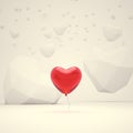 Heart shaped balloon at abstract lowpoly field