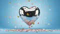 Heart-shaped balloon with confetti Royalty Free Stock Photo